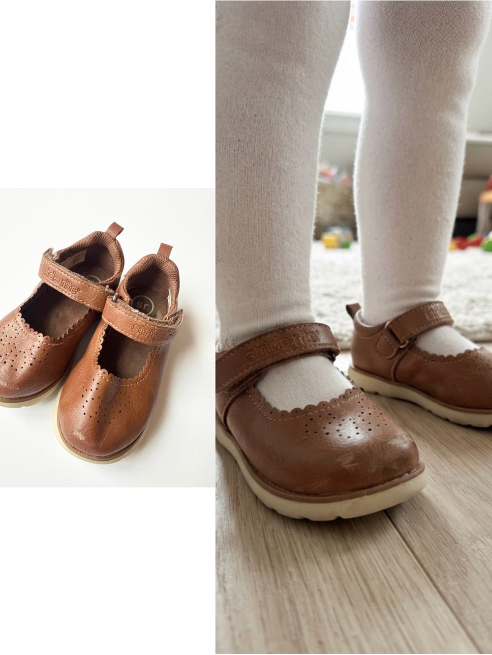 Stride Rite Munchkin Sophia Mary Jane Shoes Toddler Size 7 Brown Tan Leather